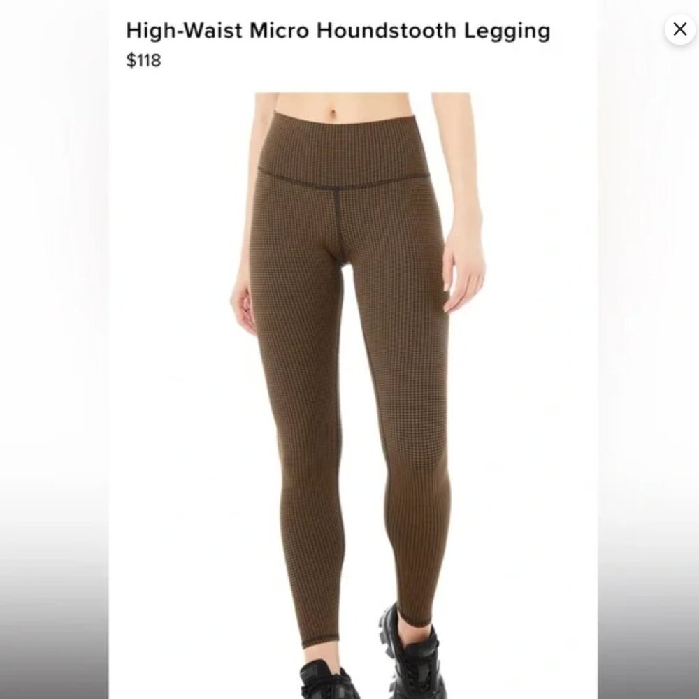 ALO Yoga High-Waist Micro Houndstooth Legging - Cocoa/Black